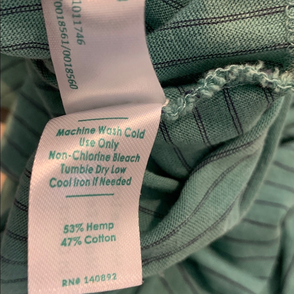 Marine Layer Men’s Hemp Blend Striped Pocket Tee Shirt Size Large Green - Picture 11 of 11